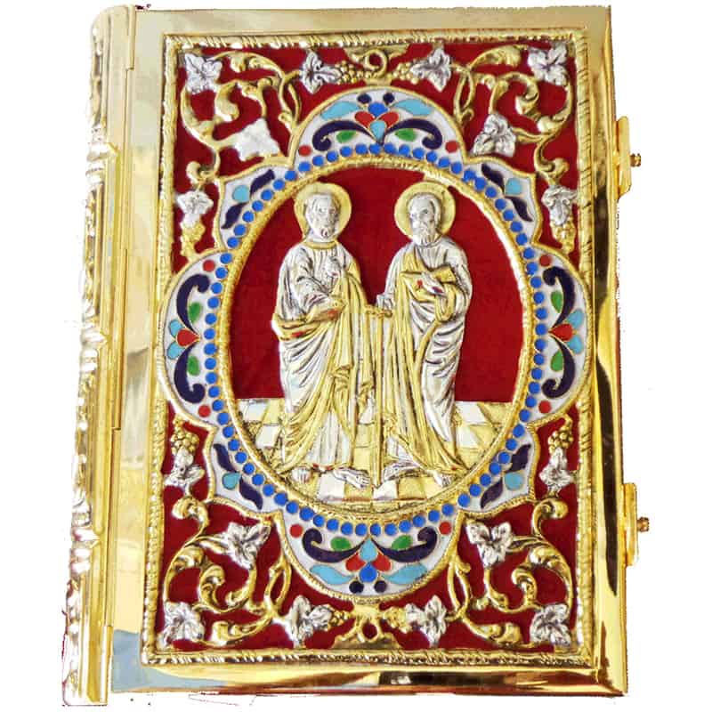 Apostle gold and silver plated with enamel and velvet