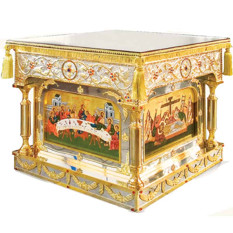 Holy Table Brass Bicolor with Icons