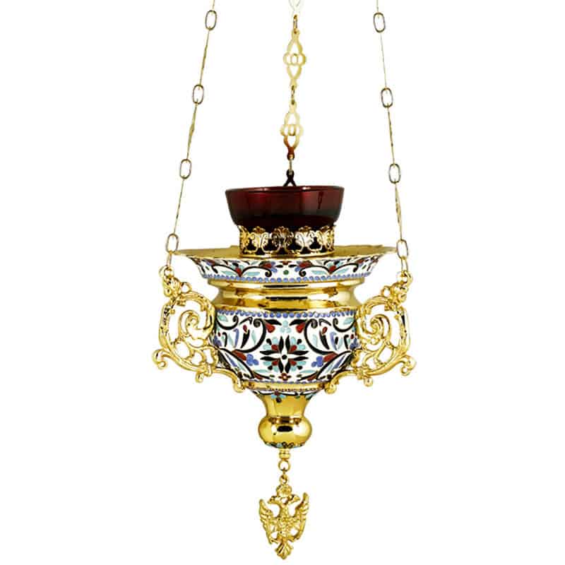 Византийский подвесной светильник с эмалью
