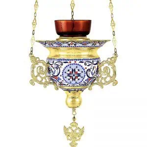 Hanging candle with enamel