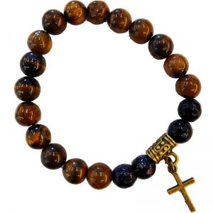 Rosary bracelet with metal cross