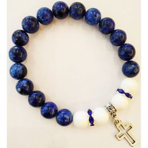 Rosary bracelet with metal cross