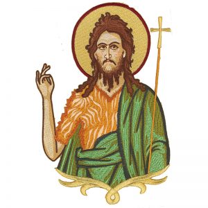 Embroidered depiction of Saint John Prodromos