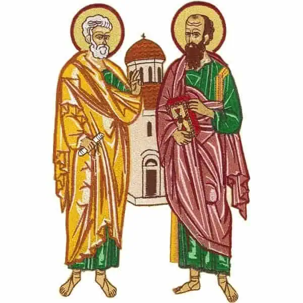 Вышитое изображение апостолов Петра и Павла