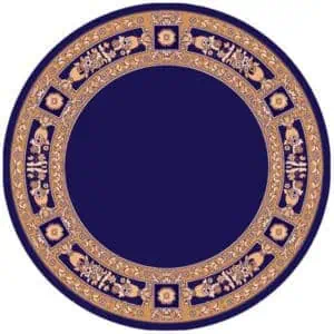 Round carpet with decoration blue