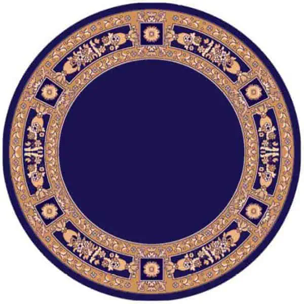 Round carpet with decoration blue