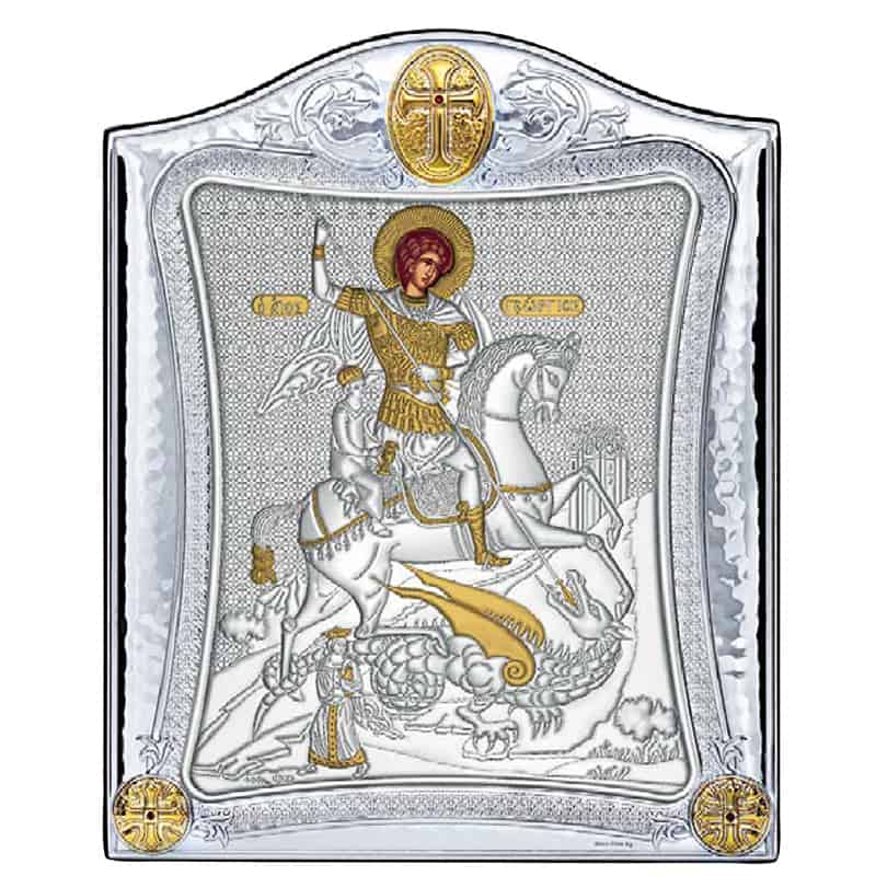 Рисунок на шелке Святой Георгий Победоносец, 22x25 (9x14), Матренин посад