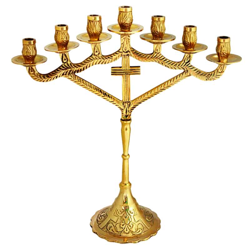 Kerzenleuchter aus Bronze mit sieben Scheiben