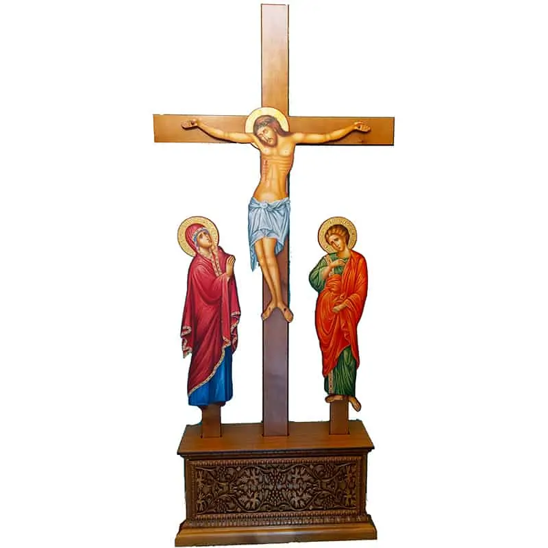 The Crucifixion with a wood-carved base