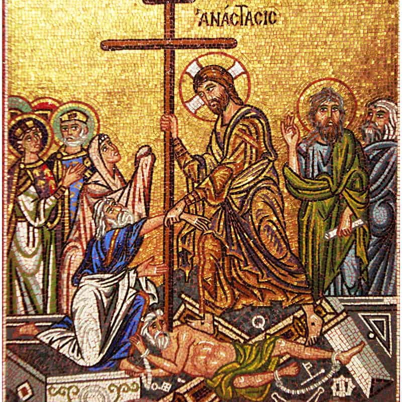 Мозаичное панно с изображением иконы "Воскресение Христово"