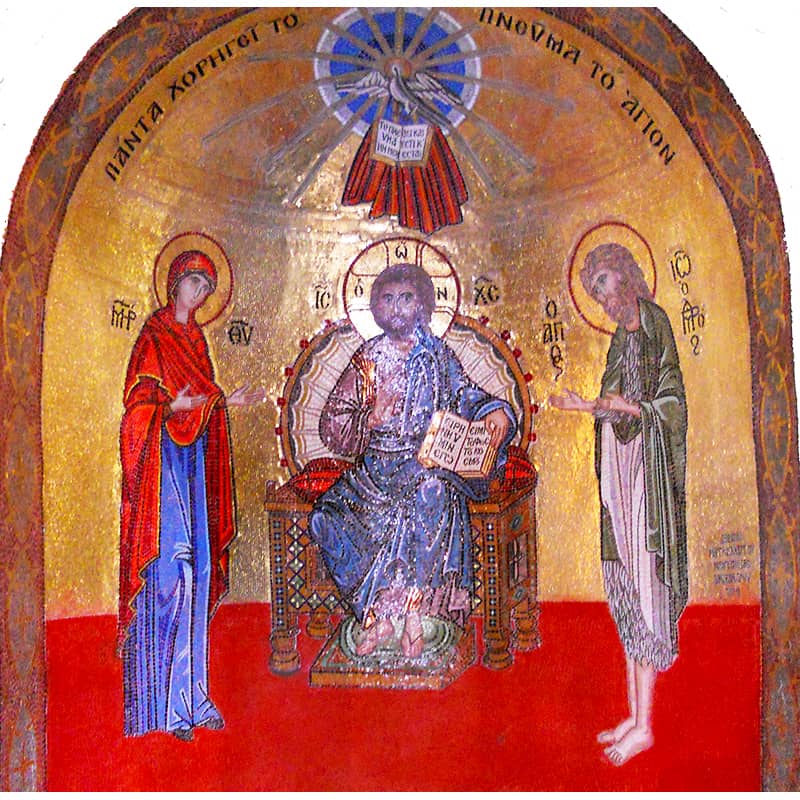 Мозаичное панно с изображением иконы "Деисус"