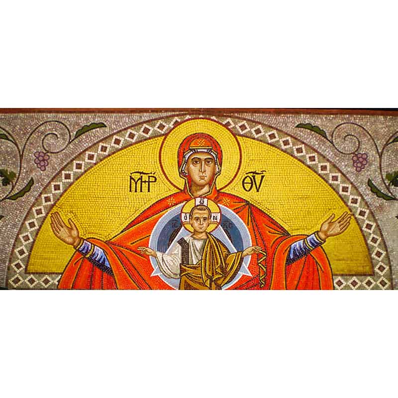 Мозаичное панно с изображением иконы Божией Матери 