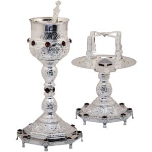Carved Chalice set octagonal silver-plated