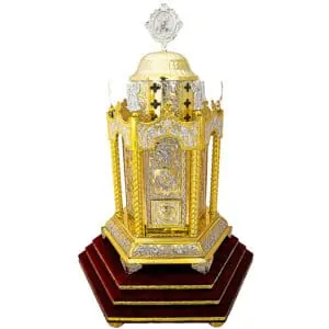 Altar Tabernacle Six-sided gold and silver-plated with base