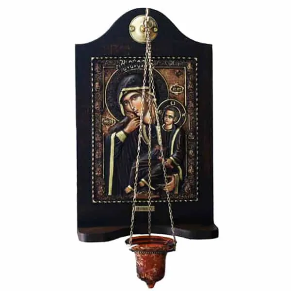 Iconostasis with hanging candle