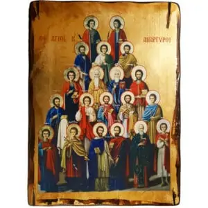 Ikone der Versammlung der Heiligen Anargyros