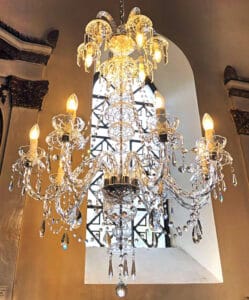 Installation of crystal chandeliers