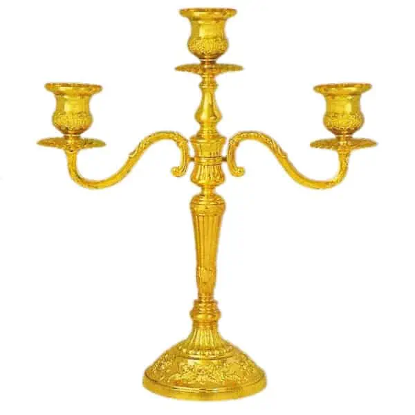 Позолочений триколісний свічник