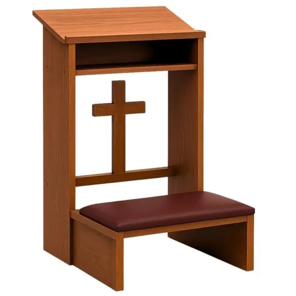 Wooden Kneeling Prayer Book with Cross